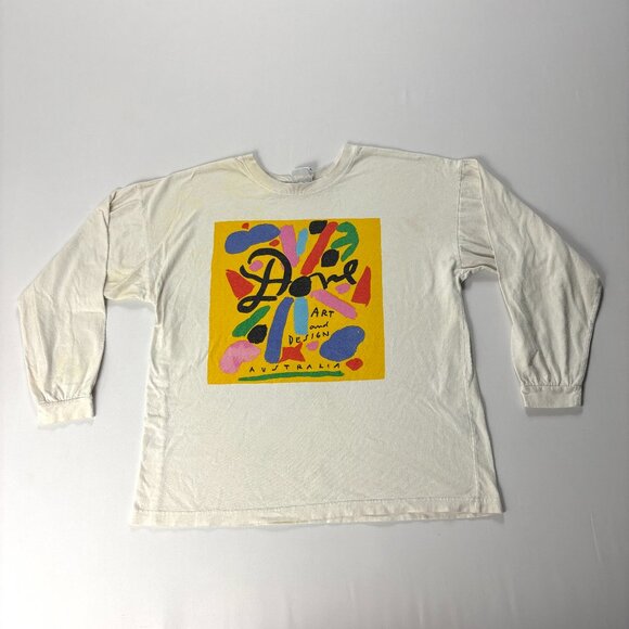 Vintage Ken Done Art & Design Sz M Australia Long Sleeve Shirt White Paint - Picture 1 of 7